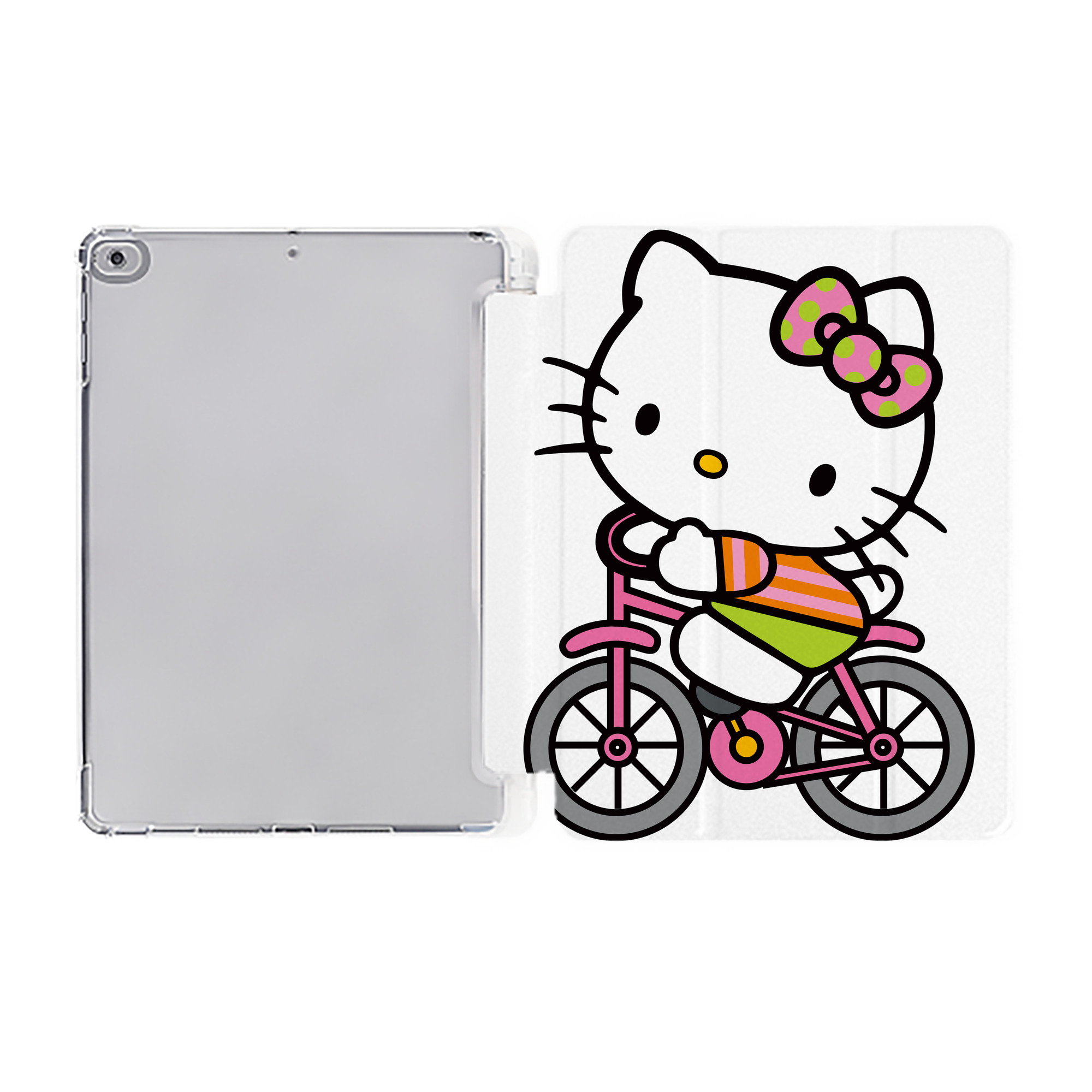 （画像用） Hello Kitty ハローキティ IPad ケース ペン収納付き 三つ折りスタンド PUレザー×シリコン 対応機種9.5/10.5/10.9インチ